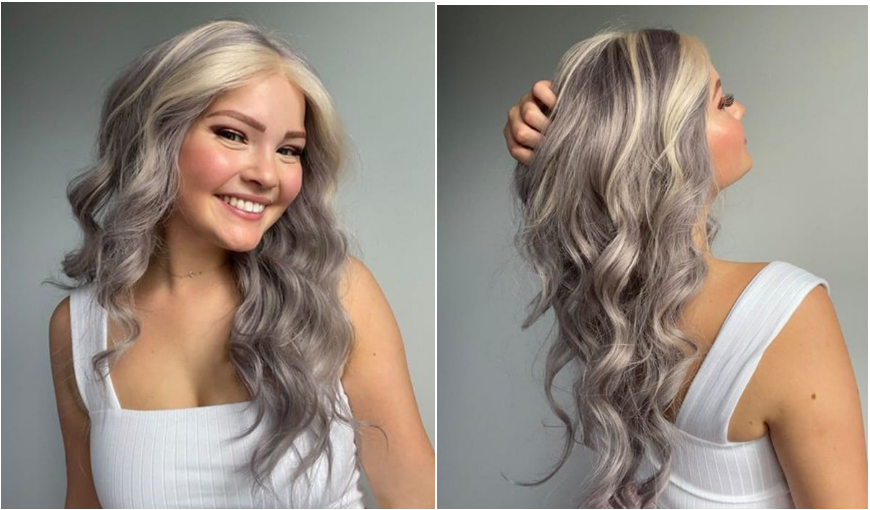 Grey with Highlights Remy Human Hair Lace Front Wig